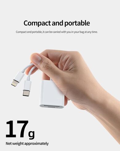 SD Card Reader for iPhone Adapter USB C Lightning to TF for 17 16 15 Pro Max (2in1) Digital Camera Micro SD Memory Stick Phone Multi-Port Dual Device Type C Computer Flash Drive Fast Dongle for iPad in Saudi Arabia