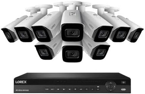 تقنية لوريكس Lorex 4KHDIP1610 2 4K نظام IP ليلي مع 16 قناة 3 تيرابايت NVR وعشرة كاميرات ذكية للكشف عن الصوت IP Security، رؤية ليلية 150 قدم in Kuwait