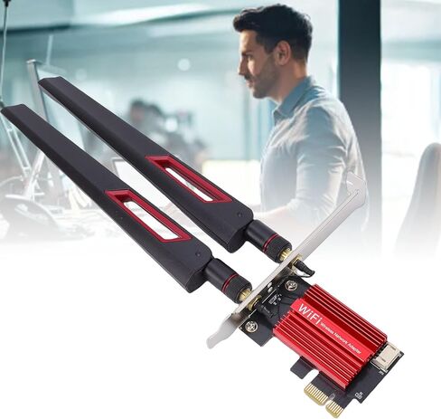 بطاقة WiFi 7 PCIe WiFi مع هوائيات مرنة مزدوجة 10dBi عالية الكسب، ومحول شبكة لاسلكية لسطح المكتب 10/11 in Kuwait