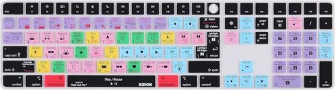 XSKN Final Cut Pro Shortcuts EU&US Universal Version Silicone Keyboard Cover Skin for 2021-2023 iMac 24 inch M1 M3 Magic Keyboard with Touch ID and Numeric Keypad 2022 Mac Studio (A2520) in Saudi Arabia
