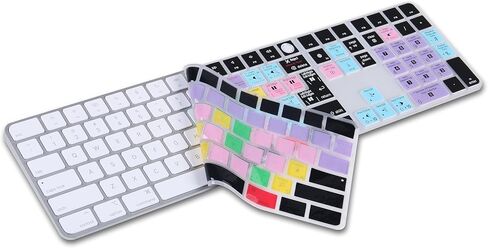 XSKN Final Cut Pro Shortcuts EU&US Universal Version Silicone Keyboard Cover Skin for 2021-2023 iMac 24 inch M1 M3 Magic Keyboard with Touch ID and Numeric Keypad 2022 Mac Studio (A2520) in Saudi Arabia