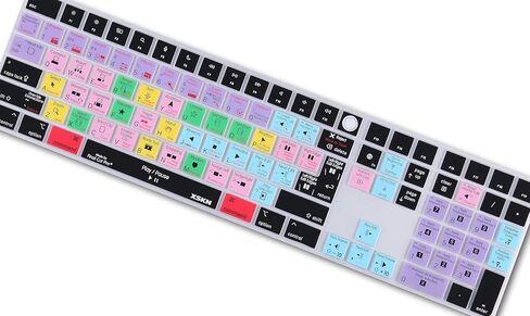 XSKN Final Cut Pro Shortcuts EU&US Universal Version Silicone Keyboard Cover Skin for 2021-2023 iMac 24 inch M1 M3 Magic Keyboard with Touch ID and Numeric Keypad 2022 Mac Studio (A2520) in Saudi Arabia