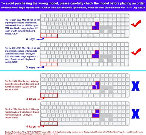 XSKN Final Cut Pro Shortcuts EU&US Universal Version Silicone Keyboard Cover Skin for 2021-2023 iMac 24 inch M1 M3 Magic Keyboard with Touch ID and Numeric Keypad 2022 Mac Studio (A2520) in Saudi Arabia