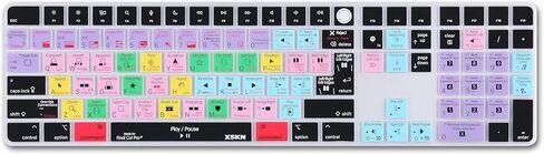 XSKN Final Cut Pro Shortcuts EU&US Universal Version Silicone Keyboard Cover Skin for 2021-2023 iMac 24 inch M1 M3 Magic Keyboard with Touch ID and Numeric Keypad 2022 Mac Studio (A2520) in Saudi Arabia