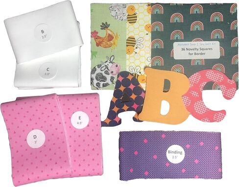 Alphabet Baby Quilt Kit, Colorful Patchwork Design with A-Z Letters, Nursery Bedding with Decorative Border, Sewing Kit (Boys2) in Saudi Arabia