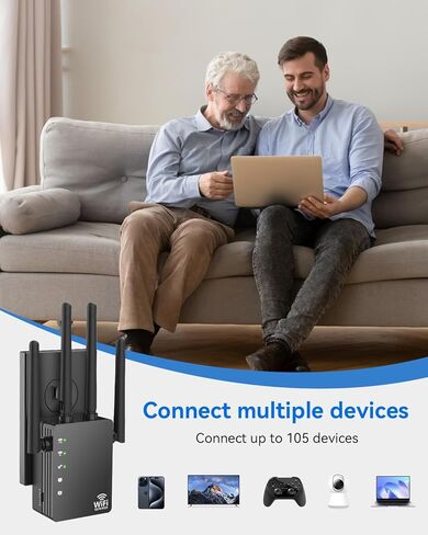 موسع واي فاي مع 4 هوائيات 1200 ميجابت في الثانية - نطاق مزدوج 5 جيجا هرتز/2.4 جيجا هرتز، معزز إشارة موسع واي فاي مع 3 أوضاع دعم، مكرر واي فاي مع 12880 قدم مربع 105 جهاز، إعداد سهل للمنزل in Kuwait