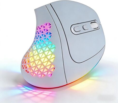 Bluetooth Wireless Dual-Mode Vertical Mouse - Silent Click, Ergonomic Comfort for Office & Home Use, Rechargeable with LED Breathing Light, Compatible with Multiple Devices (Black) in Saudi Arabia