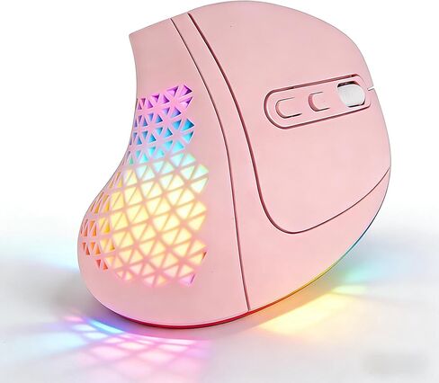 Bluetooth Wireless Dual-Mode Vertical Mouse - Silent Click, Ergonomic Comfort for Office & Home Use, Rechargeable with LED Breathing Light, Compatible with Multiple Devices (Black) in Saudi Arabia
