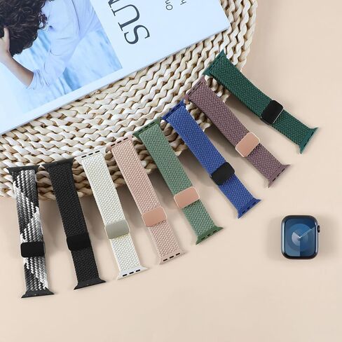 Magnetic Braided Band for Apple Watch Bands for Women Men 40mm 44mm 46mm 42mm 38mm 41mm 45mm 49,Stretchy Elastic Nylon Sport Solo Loop Strap Wristband for iWatch Series 11 10 9 8 7 6 5 4 3/SE/Ultra 3 in Saudi Arabia