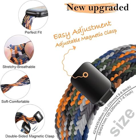 Magnetic Braided Band for Apple Watch Bands for Women Men 40mm 44mm 46mm 42mm 38mm 41mm 45mm 49,Stretchy Elastic Nylon Sport Solo Loop Strap Wristband for iWatch Series 11 10 9 8 7 6 5 4 3/SE/Ultra 3 in Saudi Arabia