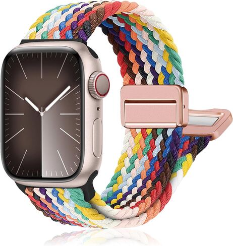 Magnetic Braided Band for Apple Watch Bands for Women Men 40mm 44mm 46mm 42mm 38mm 41mm 45mm 49,Stretchy Elastic Nylon Sport Solo Loop Strap Wristband for iWatch Series 11 10 9 8 7 6 5 4 3/SE/Ultra 3 in Saudi Arabia