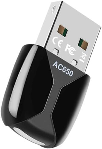 محول USB WiFi، محول بلوتوث WiFi بسرعة 650 ميجا بت في الثانية، محول شبكة لاسلكي ثنائي النطاق 5G/2.4G لأجهزة الكمبيوتر المحمول المكتبي، يدعم Windows 7/8/8.1/10/11 in Saudi Arabia