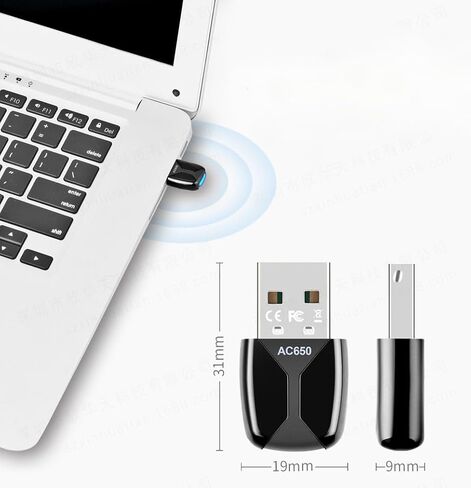 محول USB WiFi، محول بلوتوث WiFi بسرعة 650 ميجا بت في الثانية، محول شبكة لاسلكي ثنائي النطاق 5G/2.4G لأجهزة الكمبيوتر المحمول المكتبي، يدعم Windows 7/8/8.1/10/11 in Saudi Arabia