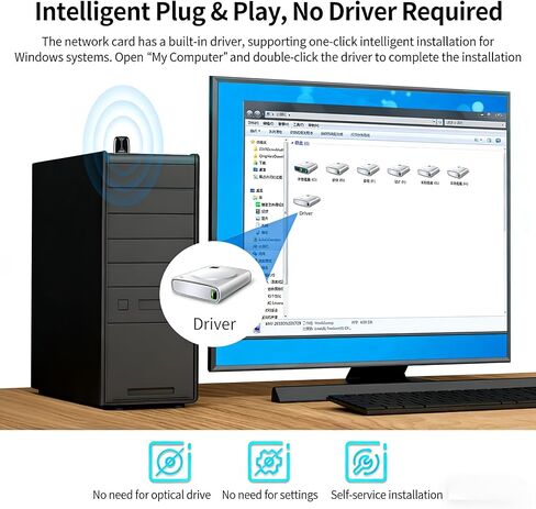 محول USB WiFi، محول بلوتوث WiFi بسرعة 650 ميجا بت في الثانية، محول شبكة لاسلكي ثنائي النطاق 5G/2.4G لأجهزة الكمبيوتر المحمول المكتبي، يدعم Windows 7/8/8.1/10/11 in Saudi Arabia