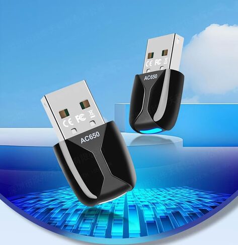 محول USB WiFi، محول بلوتوث WiFi بسرعة 650 ميجا بت في الثانية، محول شبكة لاسلكي ثنائي النطاق 5G/2.4G لأجهزة الكمبيوتر المحمول المكتبي، يدعم Windows 7/8/8.1/10/11 in Saudi Arabia