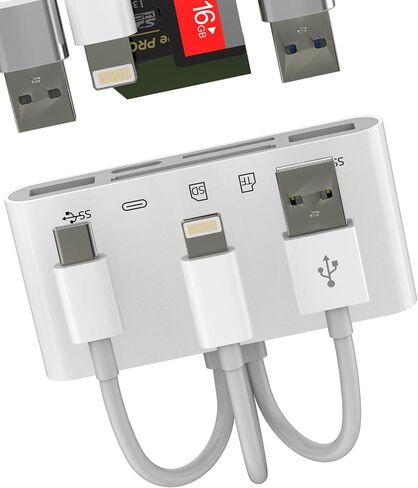 USB C Lightning USB to SD Card Reader for Iphone 17 16 15 14 Pro Max(5in3) Digital Camera TF OTG Charger Adapter Micro SD Memory Stick Hub for Apple Computer Jack compatible with Samsung Port for Ipad in Saudi Arabia