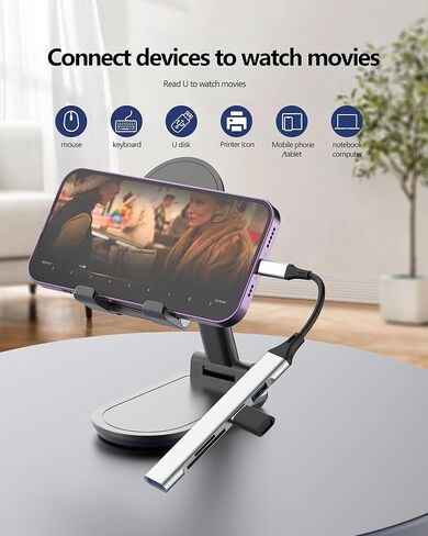 USB C Hub Multiport Adapter (5in1) Type C to SD Card Reader Docking Station 3.0 Laptop Converter TF Data Port for Apple for Ipad for iPhone 17 16 15 Pro Max MacBook Plug Cable Compatible for Samsung in Saudi Arabia