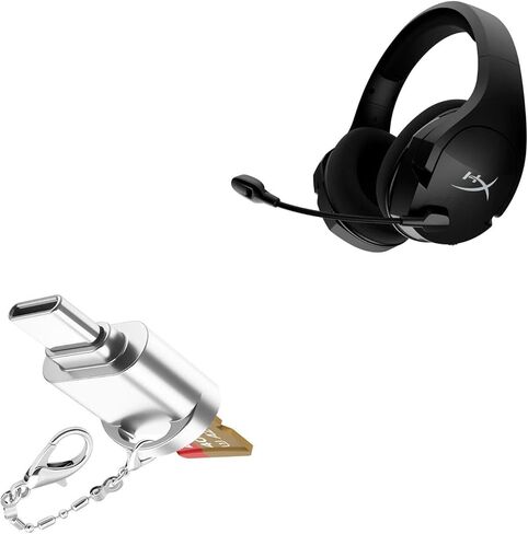 محول BoxWave متوافق مع HyperX Cloud Stinger Core Wireless - قارئ بطاقة Micro SD صغير، قارئ USB من النوع C OTG سلسلة مفاتيح محول USB3.0 - فضي معدني in Kuwait