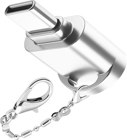 محول BoxWave متوافق مع HyperX Cloud Stinger Core Wireless - قارئ بطاقة Micro SD صغير، قارئ USB من النوع C OTG سلسلة مفاتيح محول USB3.0 - فضي معدني in Kuwait