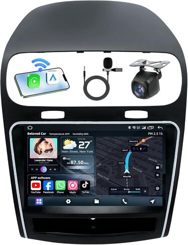 Car Radio for Dodge Journey 2011-2019: [8 Core 4G+64G] 9" 1280*800 HD Touchscreen Stereo with Wireless Carplay Android Auto 5G WiFi GPS Navigation Bluetooth FM AM RDS DSP 36-EQ SWC 1080P Backup Camera in Kuwait