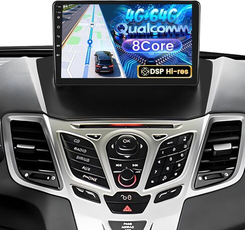 [8 Core 4+64G] ترقية راديو Android لسيارة Ford Fiesta 2009-2014: شاشة لمس IPS مقاس 9 بوصات ستيريو Carplay - نموذج سيارة ثلاثي الأبعاد، مروحة تبريد، 5G/WiFi، DSP Hi-Res، تصميم واجهة مستخدم مخصص، GPS + كاميرا احتياطية AHD in Saudi Arabia