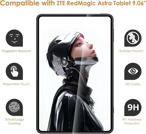 واقي شاشة مكون من عبوتين متوافق مع ZTE RedMagic Astra Tablet 9.06 بوصة، [وضوح عالي الدقة] [9 صلابة] [مضاد للخدش] زجاج مقسى in Kuwait