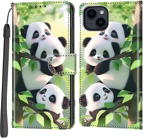 Case Wallet for iPhone 15 Plus, [Kickstand] 3 Card Holder Stand [Shockproof TPU Interior Shell], PU Leather Magnetic Protective Flip Cover 6.7", Black Flower in Saudi Arabia