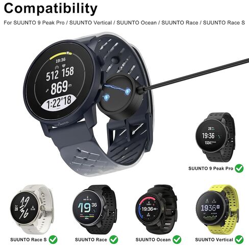 كابل شاحن Meliya متوافق مع شاحن SUUNTO 9 Peak Pro/Vertical/Race/Race S/Ocean، 3.3 قدم 100 سم - ملحقات الساعة الذكية in Saudi Arabia