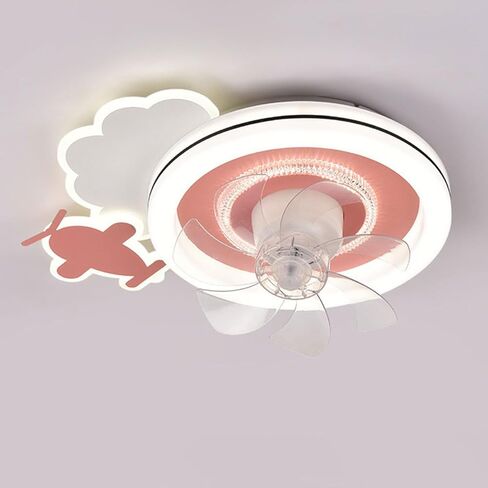 Cartoon Fan Ceiling Lamp Acrylic Lampshade Flat Lighting Pink Cloud Ceiling Lights, Suitable for Girls' Rooms in Saudi Arabia