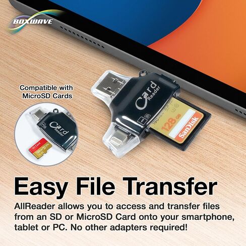 أداة BoxWave الذكية المتوافقة مع مكبر صوت Raycon Impact - قارئ بطاقة AllReader SD، قارئ بطاقة microSD SD Compact USB - أسود لامع in Kuwait