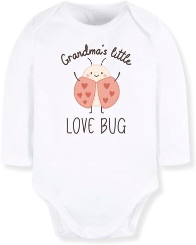 Grandma's Little Love Bug Baby Bodysuit Tshirt for Kids Toddler Tee Cute Lady Bug Outfit Birthday Gift in Saudi Arabia