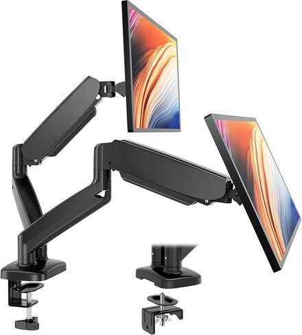Dual Monitor Stand for 13-32 Inch Screens, Gas Spring Monitor Arm with Adjustable Height, Tilt, Swivel, VESA Mount for Home Office Desk in Saudi Arabia