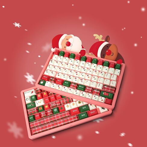 Custom Christmas Colored Keycaps, 137 PBT High Contrast Print Standard Profile Keycaps, MXD Technology (Anti-Sinking/Scratch/Fading), Full-Sized Layout, Suitable for Work/Study/Gaming/Gift in Saudi Arabia