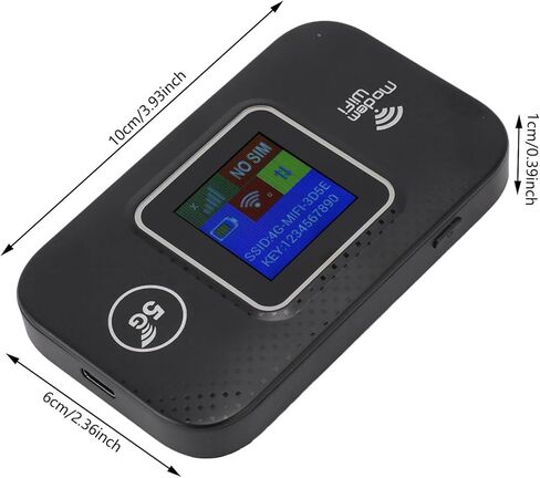 نقطة اتصال واي فاي محمولة من Vikye، راوتر متنقل 4G LTE بسرعة 300 ميجابت في الثانية مع فتحة بطاقة SIM صغيرة، 3000 مللي أمبير في الساعة للسفر يدعم 10 أجهزة WiFi طاقة USB C، أسود in Kuwait