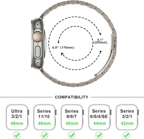 Anlinser Metal Bands Compatible with Apple Watch Band 49mm 46mm 45mm 44mm 42mm for Women Men, Stainless Steel Business Strap for iWatch Ultra 3/2/1 SE Series 11 10 9 8 7 6-1 (Titanium) in Saudi Arabia