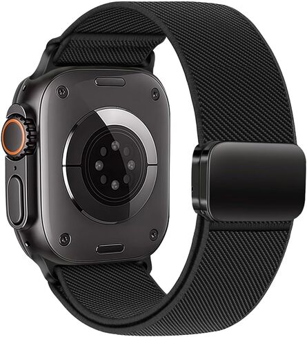 حلقة نايلون قابلة للتمدد مع مشبك مغناطيسي متوافق مع سوار ساعة Apple Ultra 2 Band 49 مم 46 مم 45 مم 44 مم 42 مم 41 مم 40 مم 38 مم أشرطة مرنة لأحزمة iWatch in Saudi Arabia