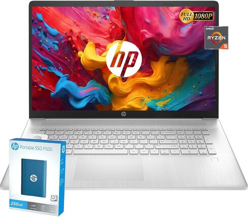 HP 2024 New 17 inch Laptop, AMD Ryzen 5 5500U 6-Cores Processor(Beat i7-1250U), 17" FHD (1080p) IPS Display, 32GB RAM, 1TB SSD, Fingerprint Reader, Windows 11 Pro, w/WOWPC Recovery USB in Kuwait