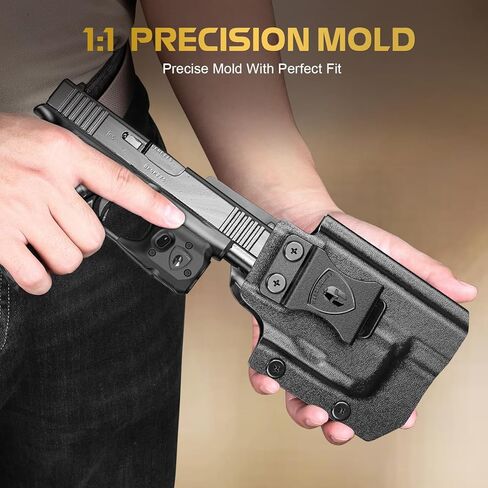 WARRIORLAND مسدس ضوء ليزر وحافظة مناسبة لـ Glock 48 (بدون إصدار السكك الحديدية)، ضوء سلاح تكتيكي صغير الحجم مثبت على الزناد 150 لومن مع LED أخضر ليزر أبيض وحافظة IWB، مؤشر الطاقة in Kuwait