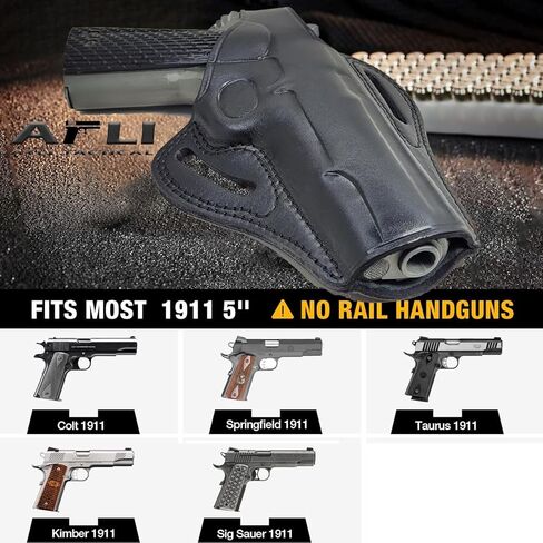 حافظة جلدية 1911 - حافظات OWB 1911 مقاس 5 بوصات - حافظة فطيرة 1911 - تناسب جميع موديلات 1911 مع براميل مقاس 5 بوصات - لكولت كيمبر آر جي آر توروس سبرينغفيلد براوننج تشيكوسلوفاكيا ريمنجتون سيج أرمسكور نورينكو إلخ. in Kuwait