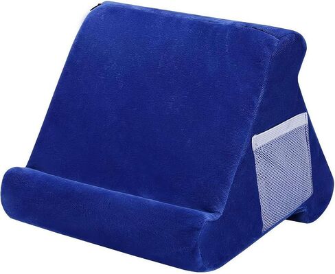 Linen-Cotton Pillow Tablet Phone Holder – Soft Foam Cushion Stand with Side Pocket, Compatible with 4-13 Inch iPad/Kindle/iPhone, Hands-Free for Home/Office/Travel (Black) in Saudi Arabia