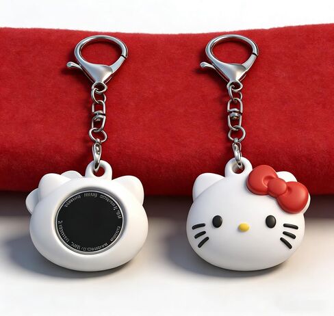 Anime Cat Silicone Protective Cover Compatible with Apple AirTag Cute Character Case Key for Bag Charm Keychain Pet (Pink) in Saudi Arabia
