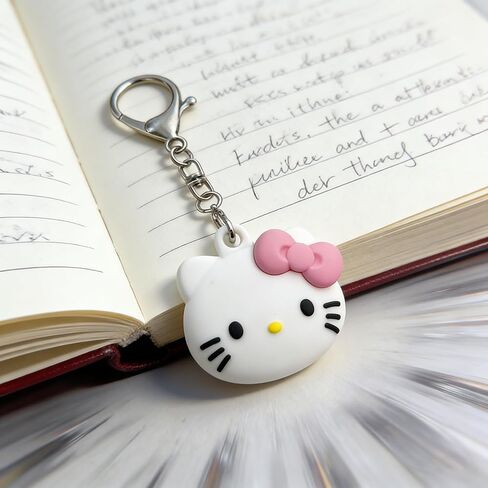 Anime Cat Silicone Protective Cover Compatible with Apple AirTag Cute Character Case Key for Bag Charm Keychain Pet (Pink) in Saudi Arabia