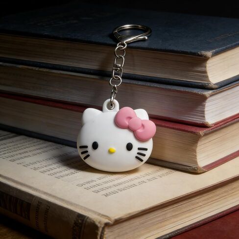 Anime Cat Silicone Protective Cover Compatible with Apple AirTag Cute Character Case Key for Bag Charm Keychain Pet (Pink) in Saudi Arabia