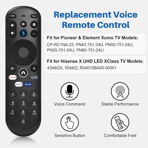 جهاز تحكم عن بعد صوتي بديل مناسب لتلفزيون Pioneer Xumo، متوافق مع CP-RC1NA-23 PN43-751-24U PN50-751-24U PN55-751-24U PN65-751-24U in Saudi Arabia