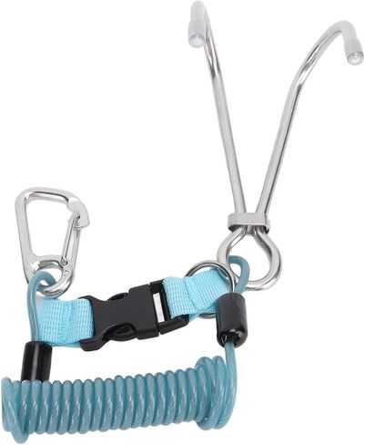 Scuba Diving Lanyard, Stainless Steel Double End Snap Clamp/Holder Spring Coiled Lanyard with Arrow Storage Case Buckle for Cameras Dive Lights in Saudi Arabia
