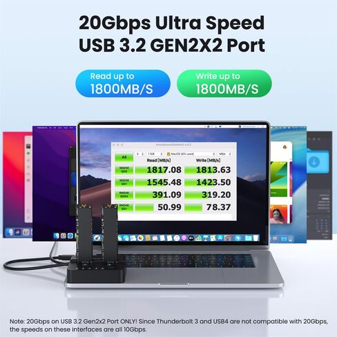 NFHK Dual-Bay Cloner 20Gbps NVME M.2 NGFF M-Key to USB-C One-Click Offline Clone Backup Enclosure Hyper Vertical Duplicator in Saudi Arabia