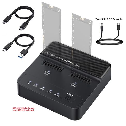 NFHK Dual-Bay Cloner 20Gbps NVME M.2 NGFF M-Key to USB-C One-Click Offline Clone Backup Enclosure Hyper Vertical Duplicator in Saudi Arabia