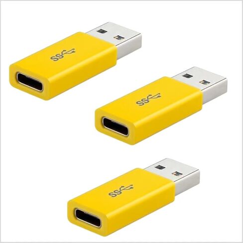 USB to USB C Adapter 3Pack, USB-C Female to USB Male Charger Converter for Phone 16 15 14 13 Plus Pro Max,Galaxy S25 24 23, Yellow in Saudi Arabia