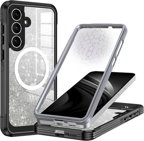 حافظة Hekodonk لهاتف Galaxy S25 FE مغناطيسية، [متوافقة مع Magsafe] [واقي شاشة زجاجي مقوى مدمج] [بطاقة لامعة] حافظة لامعة لكامل الجسم لهاتف Samsung Galaxy S25 FE، أرجواني جمشت in Saudi Arabia
