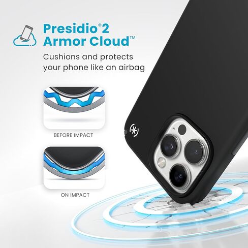Speck Presidio2 Pro MagSafe Case - Slim iPhone 16 Pro Max Case - Black/Slate Grey in Saudi Arabia